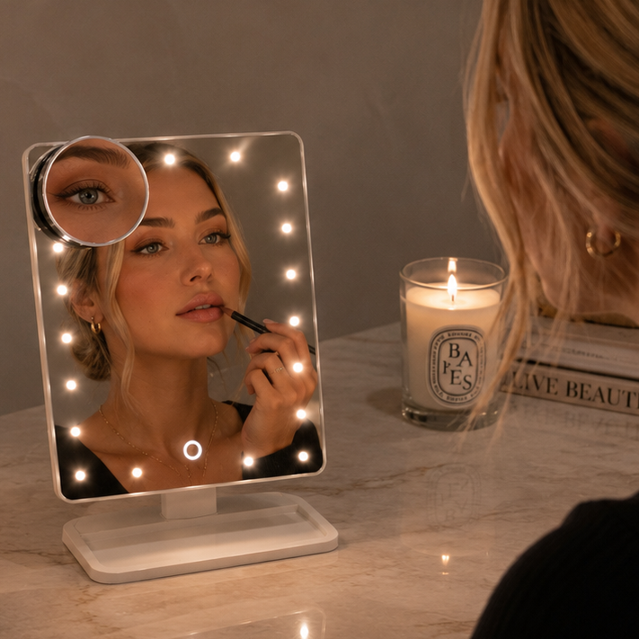 3-In-1 LED Makeup Mirror – Bluetooth Speaker & 10X Magnification