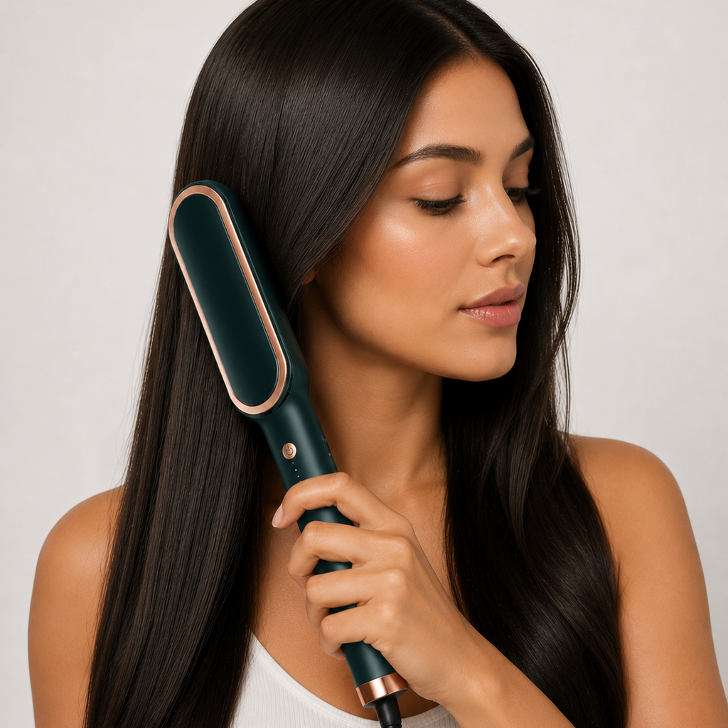 New 2 In 1 Hair Straightener Hot Comb Negative Ion Curling Tong Dual-purpose Electric Hair Brush