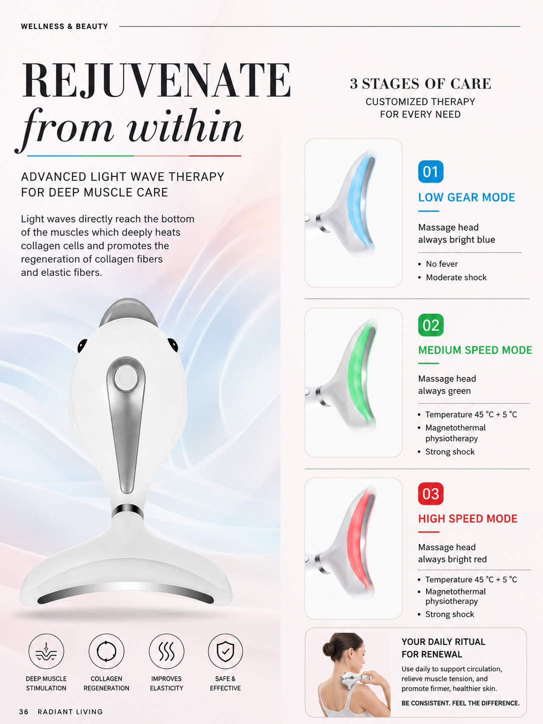 LED Neck Massager & Wrinkle Care Device – Firm, Smooth &amp; Rejuvenate