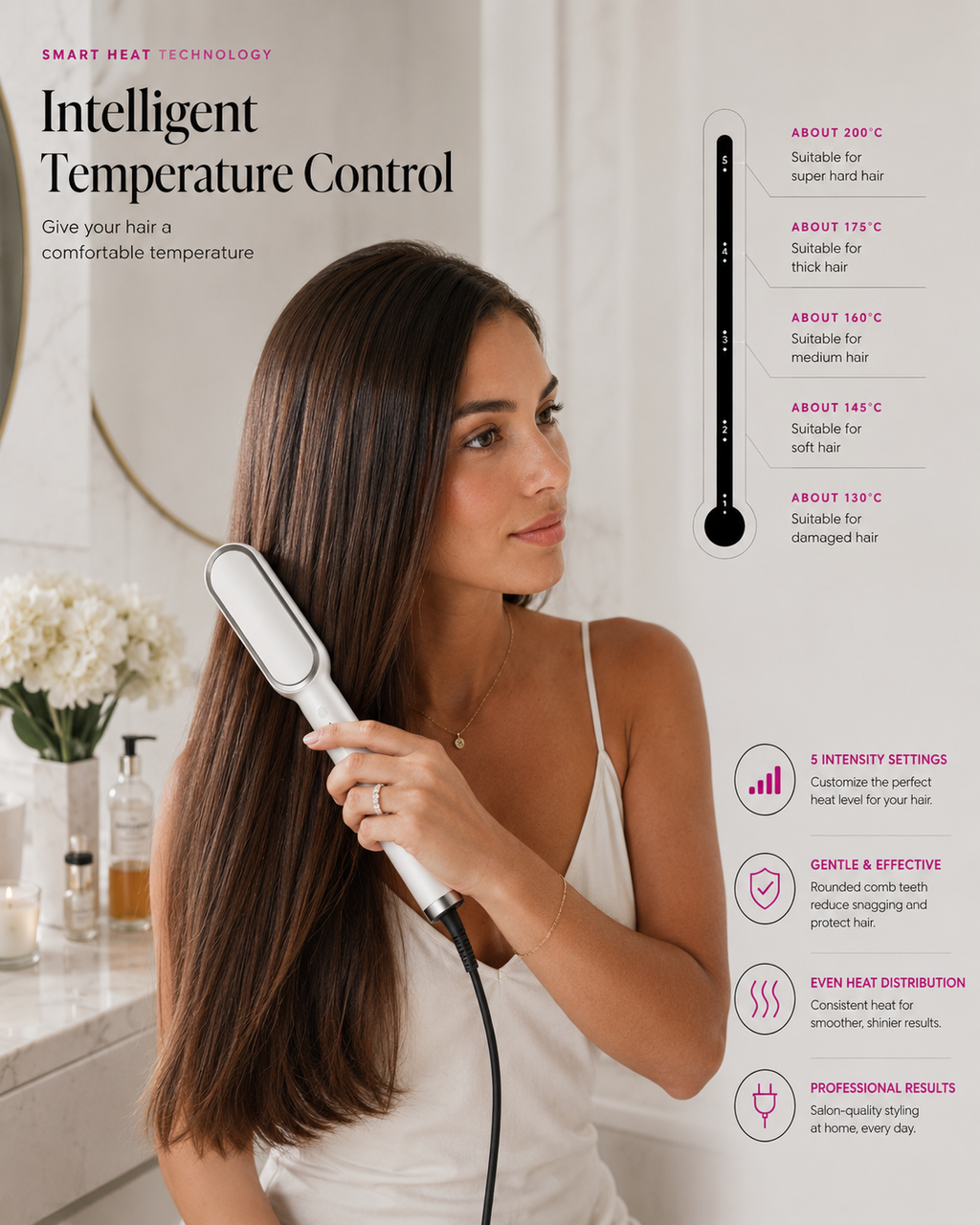 New 2 In 1 Hair Straightener Hot Comb Negative Ion Curling Tong Dual-purpose Electric Hair Brush