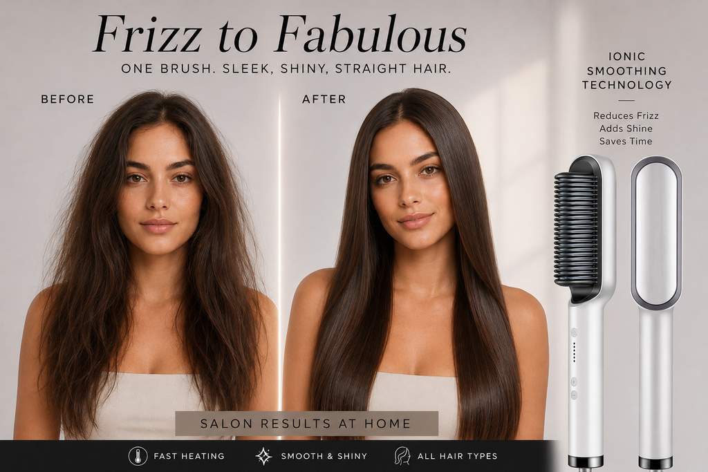 New 2 In 1 Hair Straightener Hot Comb Negative Ion Curling Tong Dual-purpose Electric Hair Brush