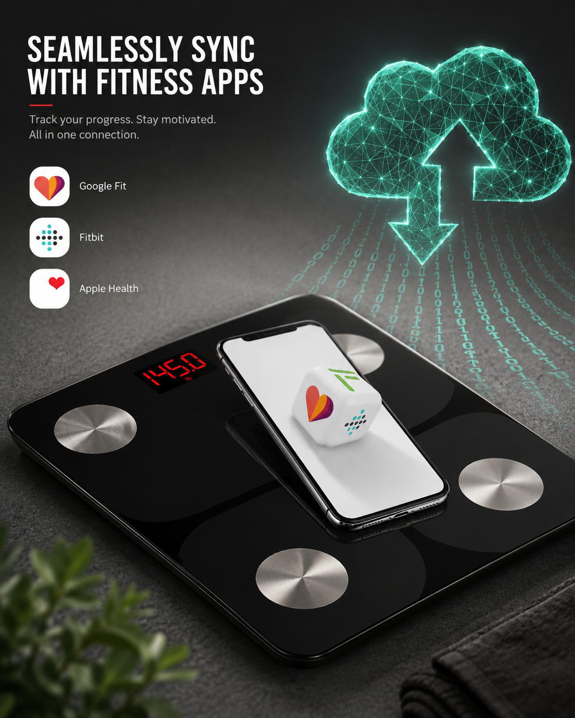 Smart Bluetooth Body Fat Scale – Rechargeable Digital Weight Scale with Apple Health & Google Fit Compatibility