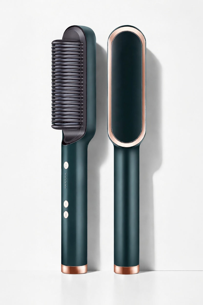New 2 In 1 Hair Straightener Hot Comb Negative Ion Curling Tong Dual-purpose Electric Hair Brush
